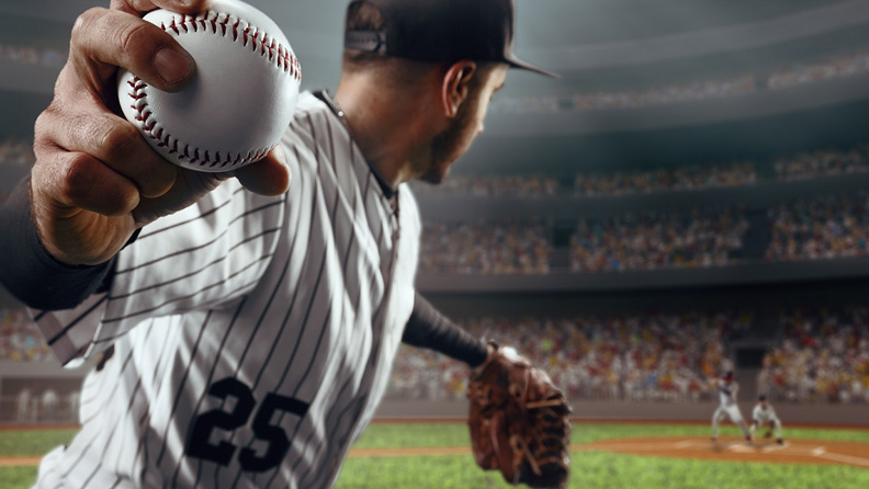 pitcher about to throw ball
